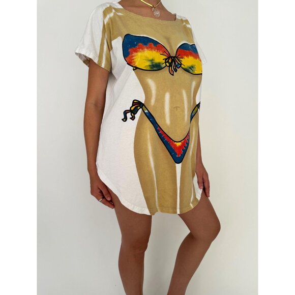 90s vintage bikini body graphic novelty funny beach vacation coverup tee shirt - Picture 6 of 10